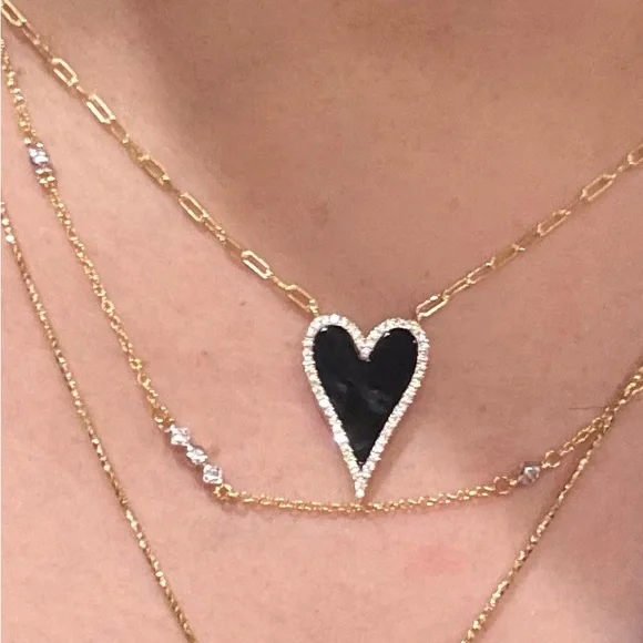 Frieda Rothman Onyx Heart Pendant Necklace